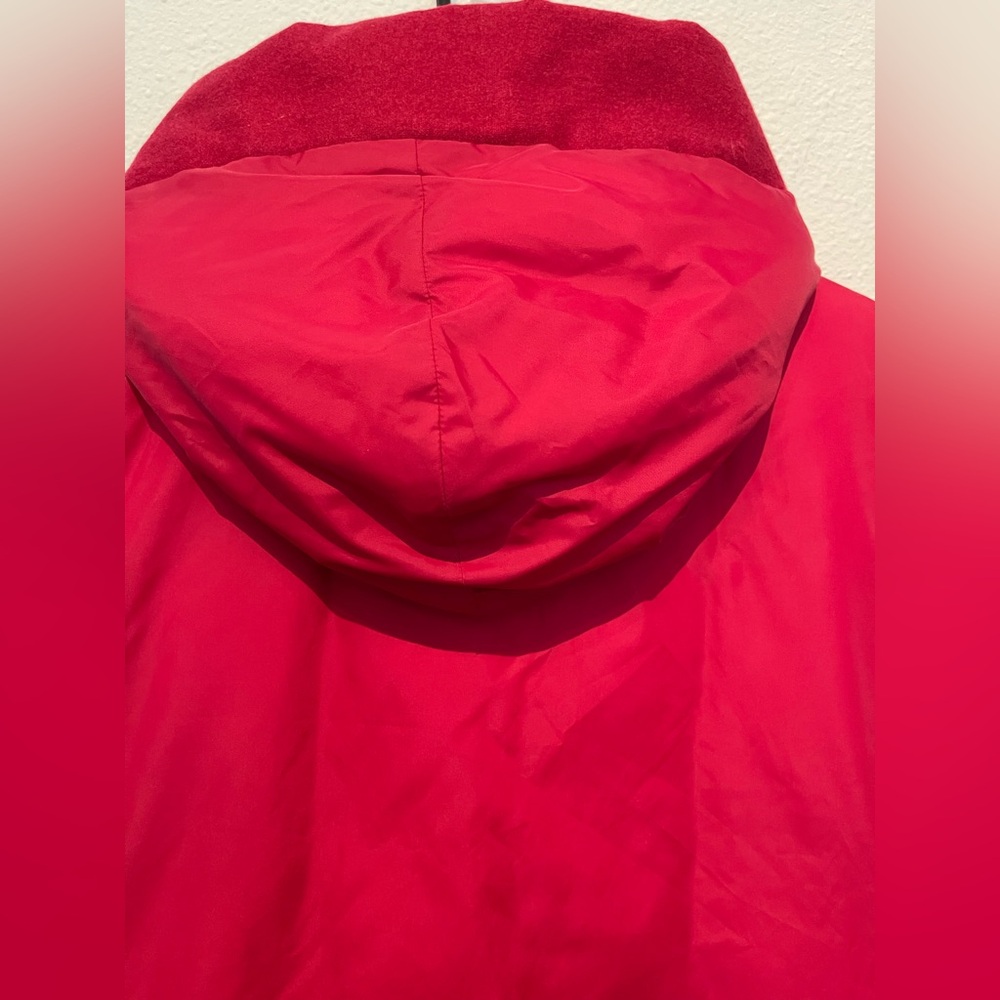 Eileen Fisher Womens Deep Red Down Vest Full Zip Snap Hooded Pockets Warm EUC XL - Picture 5 of 10